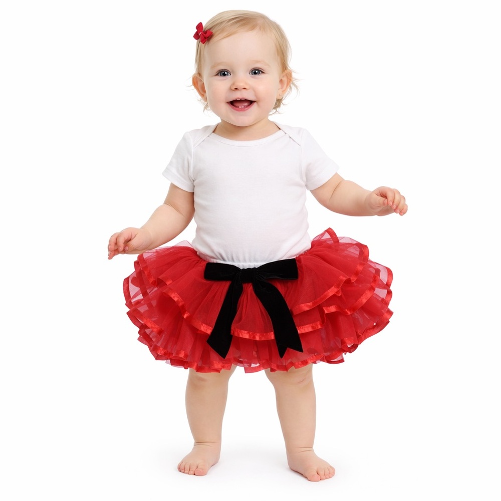 Little Wishes Red Santa Holiday Christmas‎ Adjustable Ribbon Trim Tulle Tutu NWT